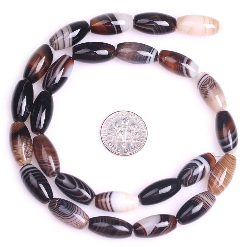 Botswana Agate Beads for Jewelry Making Natural Gemstone Semi Precious 8x16mm Oval Rice 15" JOE FOREMAN