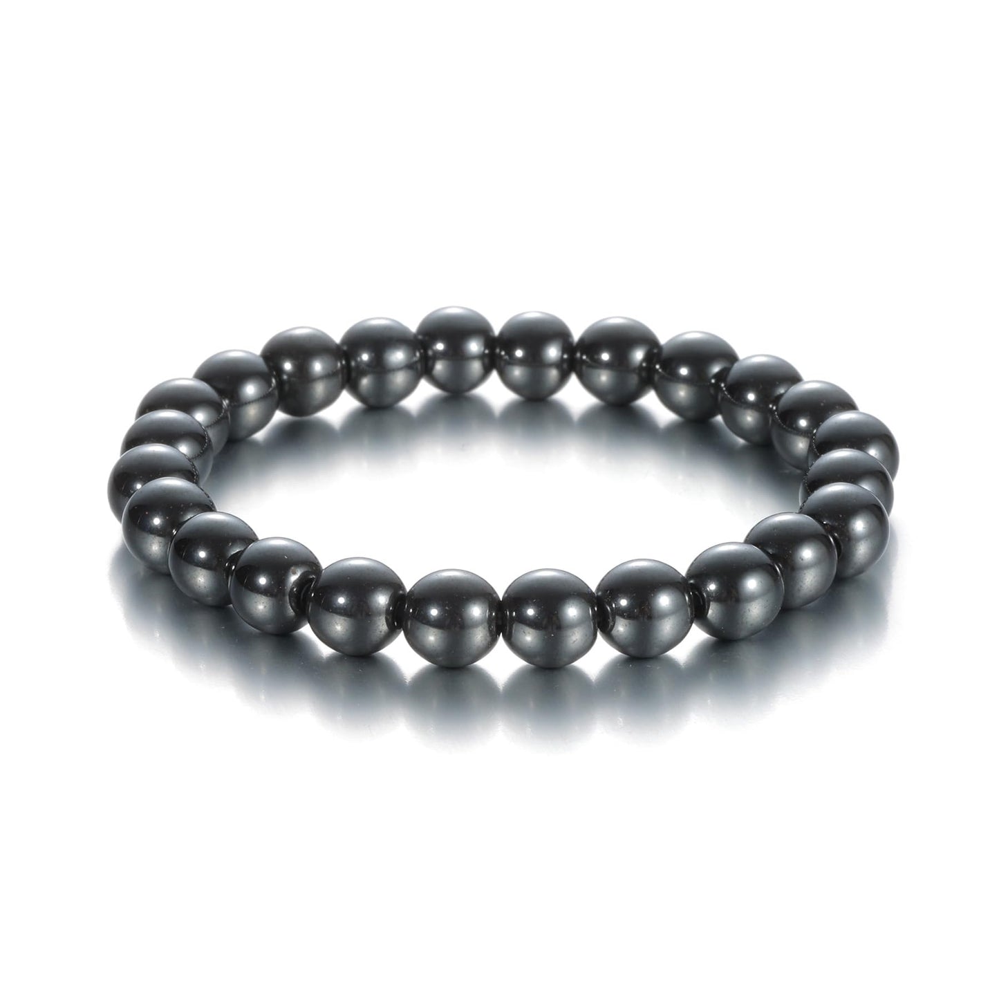 Udolfly Womens Crystal Beaded Bracelets for Women Men Protective Energy Bracelet Natural Gemstone Bead Bracelet 8mm Hematite