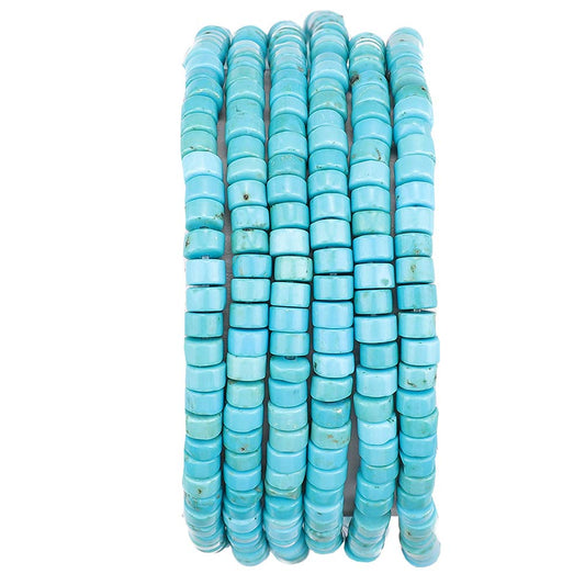 BEADIA Natural Blue Turquoise Spacer Beads Caps Loose Semi Gemstone for Beading Jewelry Making 4mmx2mm 38cm