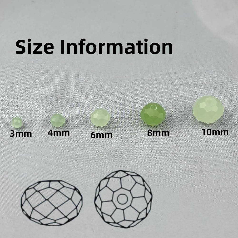 Pinhoollgo 60pcs 10mm Crystal Glass Beads Faceted Rondelle Glass Spacer Beads for Bracelets Necklace Pendants Earrings Key Chains Jewelry Making(Light Green Jade)