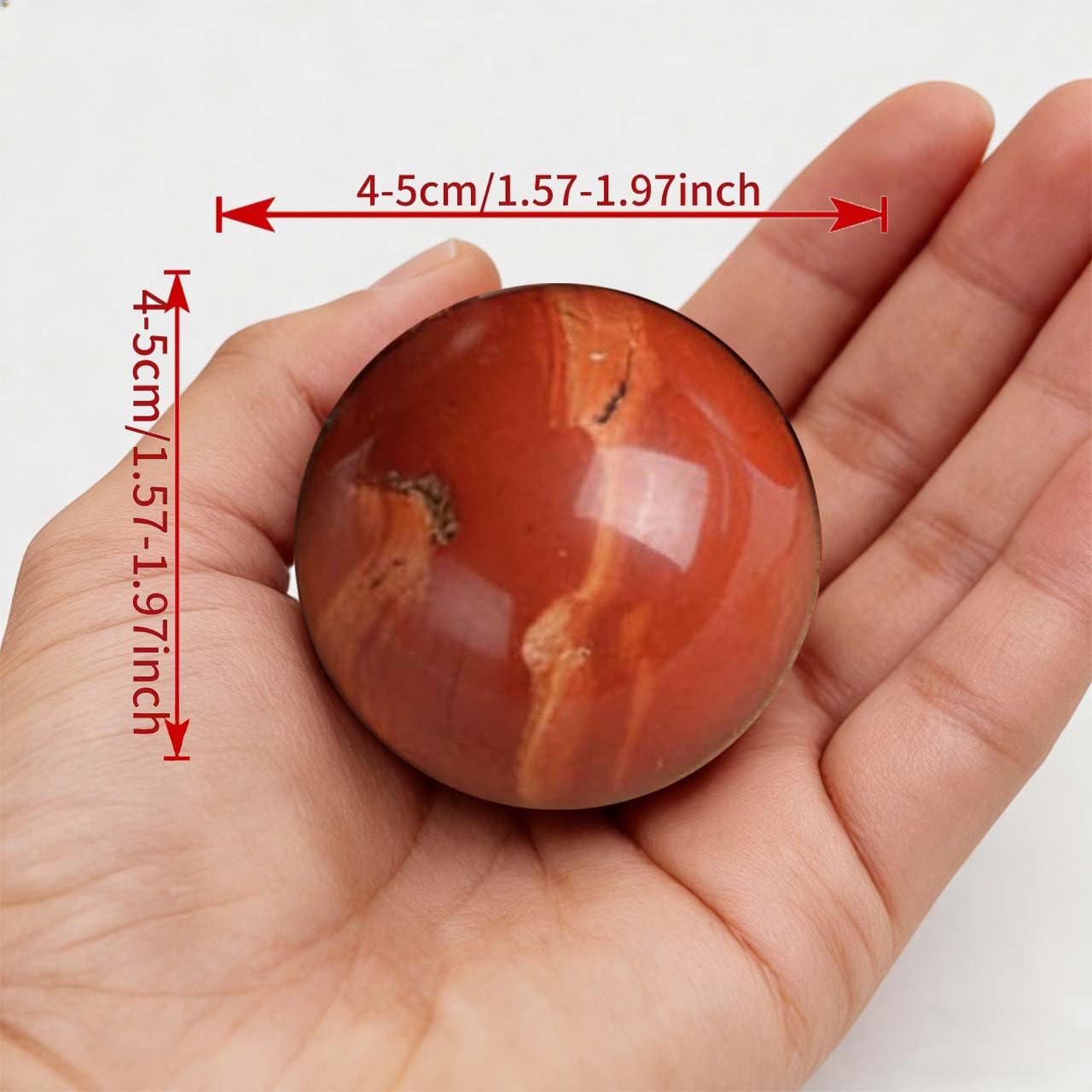 AierCrystal Natural Stone Crystal Sphere Feng Shui Home Decoration Ball Positive Energy Scrying Orb for Meditation Tool for Spiritual Space Purification Globe Diameter 4-5cm Red Jasper Sphere