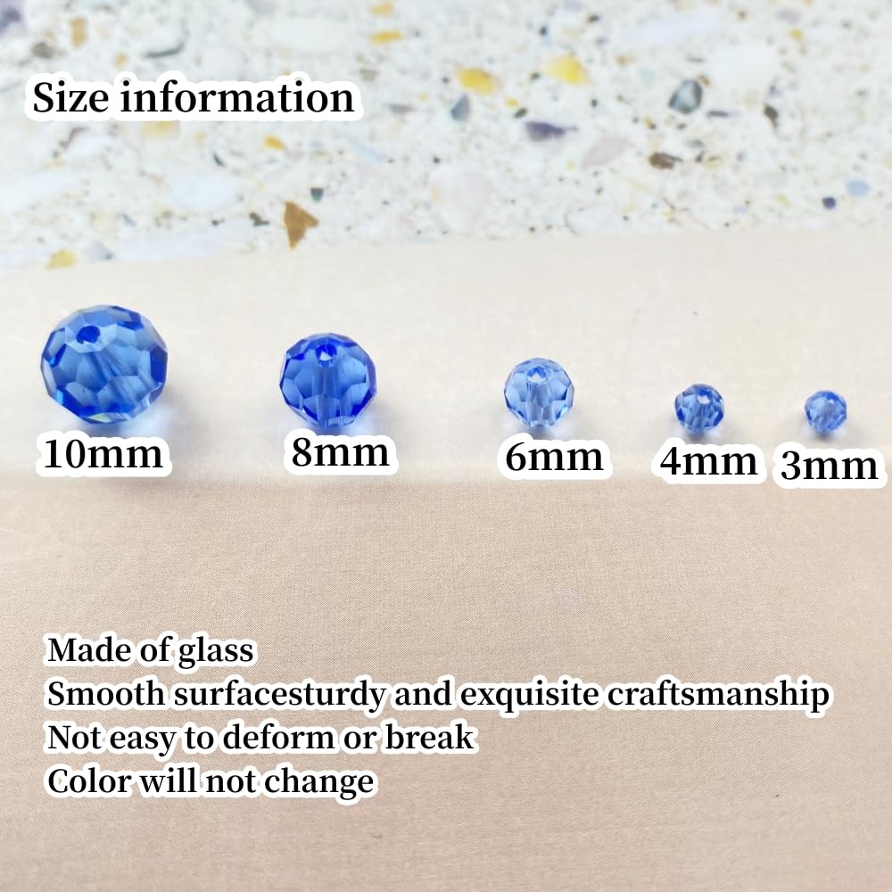 Xinhongo Crystal Glass Beads 100 Pieces 8mm Round Faceted Glass Spacer Beads for Jewelry Making Bracelet Earring Necklace DIY Craft Supplies(Light Blue)