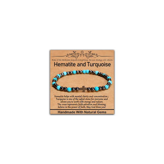 CHCCOYE 4mm Natural Healing Gemstone Bracelet Handmade Yoga Stretch Elastic Bracelet Stress Relief Crystal Jewelry for Men and Women (4mm FAITH)