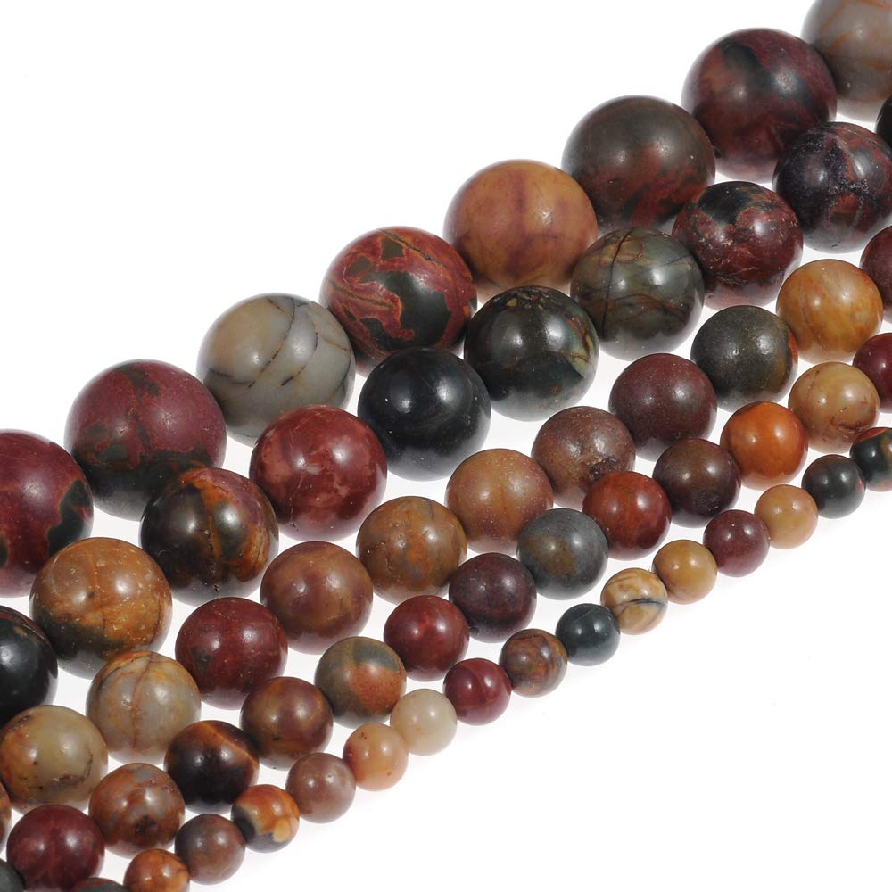 Natural Stone Beads 12mm Picasso Gemstone Round Loose Beads Crystal Energy Stone Healing Power for Jewelry Making DIY,1 Strand 15"