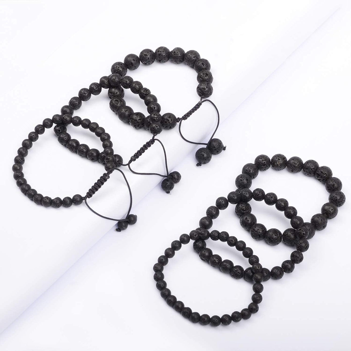 AD Beads Natural Gemstone Round Loose Beads 15" for Bracelet Necklace Earrings Jwelery Making Crafts DIY (6mm, Black Lava Stone)