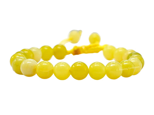 Amazing Gemstone Lemon Jade Bracelet for Women Men's Gifts - Protection Healing Crystal Bracelet - 8mm Gemstones Beaded Adjustable Bracelet Pulseras Para Hombres Mujer Stocking Stuffers