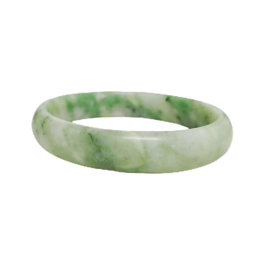 BlingNook Jade Bracelet For Women, Natural Gradient Green Stone Bangle Bracelets With Box Fortune Healing Protection Good Luck Jewelry Gift (White Green, 62mm/2.44in)