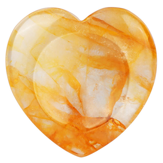 LEADGEM Citrine Heart Worry Stone Citrine Crystals Heart Shaped Thumb Stone Palm Love Citrine Gemstone Stones with Gifts Box 1.7”