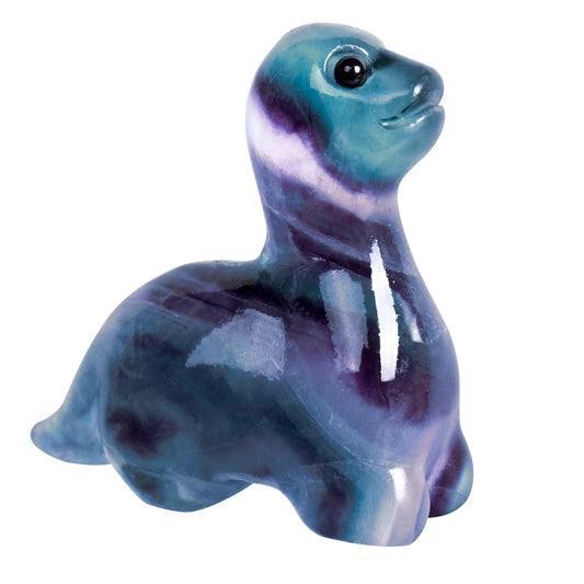 Hguxmcu Hand Carved Rainbow Fluorite Dinosaur Figurine 2 Inch Healing Crystal Statue Realistic Gemstone Animal Sculpture Reiki Energy Decor Lucky Gift for Meditation Collectors