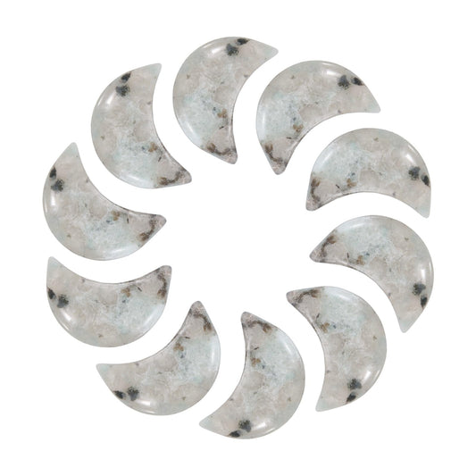 MECCANIXITY 10 Pcs Moon Crystal Worry Stone, 0.5 Inch Length Natural Tianshan Blue Moon Gemstone Bulk, Carved Pocket Stones for Meditation Balancing Pendant Decor