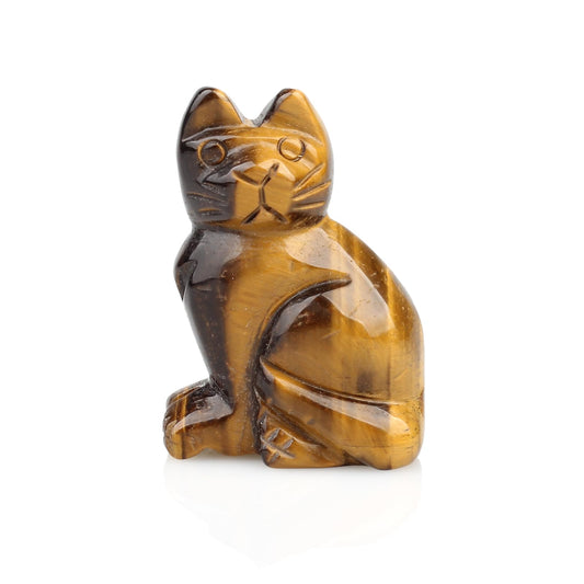 Yellow Tiger Eye Natural Stone 2.0inch Cat Statue Feng Shui Crafts Carved Figurine Chakra Carving Healing Reiki