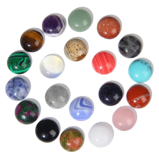 2TTFishoo 20pcs Assorted Colors 4-12mm Natural Stone Semicircle Cabochons Beads for Jewelry Making