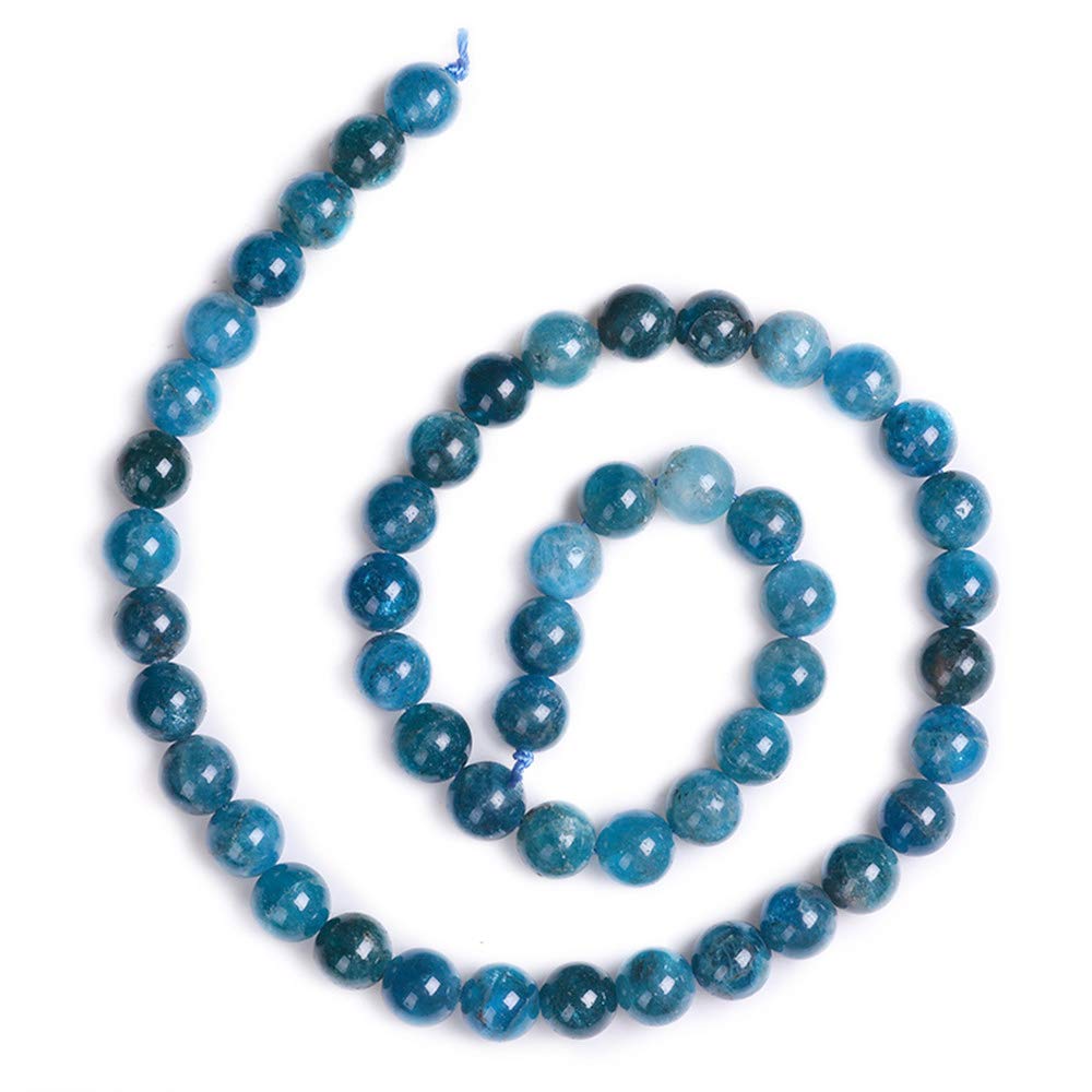 PLTbeads Natural Gemstone Loose Beads Smooth Round Approxi 15 inch DIY Bracelet Necklace for Jewelry Making (6mm, Blue Apatite)