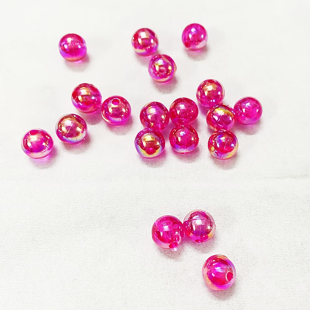 300 Pcs 8mm Acrylic Round Beads AB Colors Round Spacer Beads for Earring Bracelet Necklace Key Chains Jewelry DIY Craft Making(Rose Red AB)