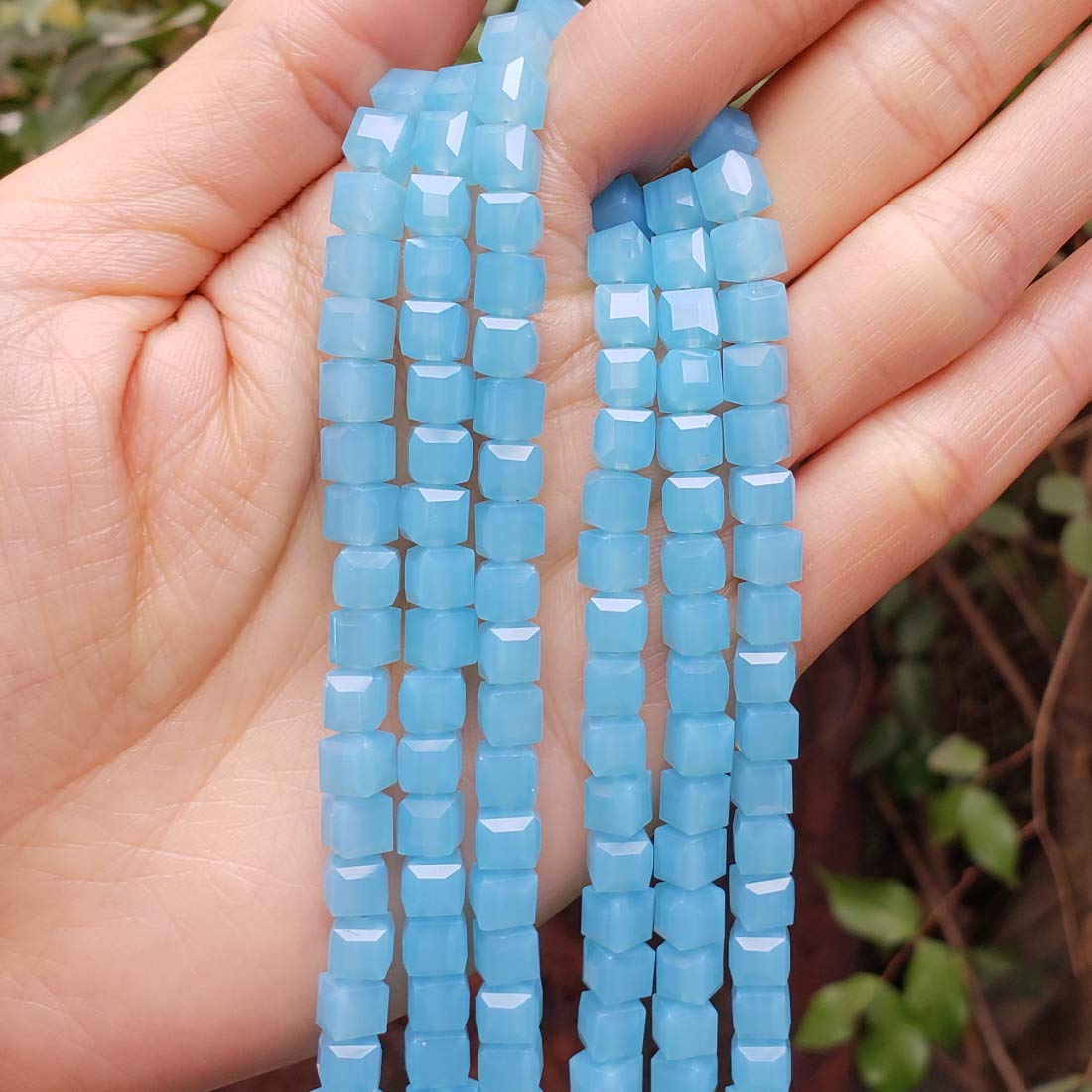 200pcs Czech Faceted Cube Crystal Glass Loose Beads Spacer Bulk 6mm (0.24 Inch) Blue Turquoise Opal for DIY Jewelry Craft Making CCC631
