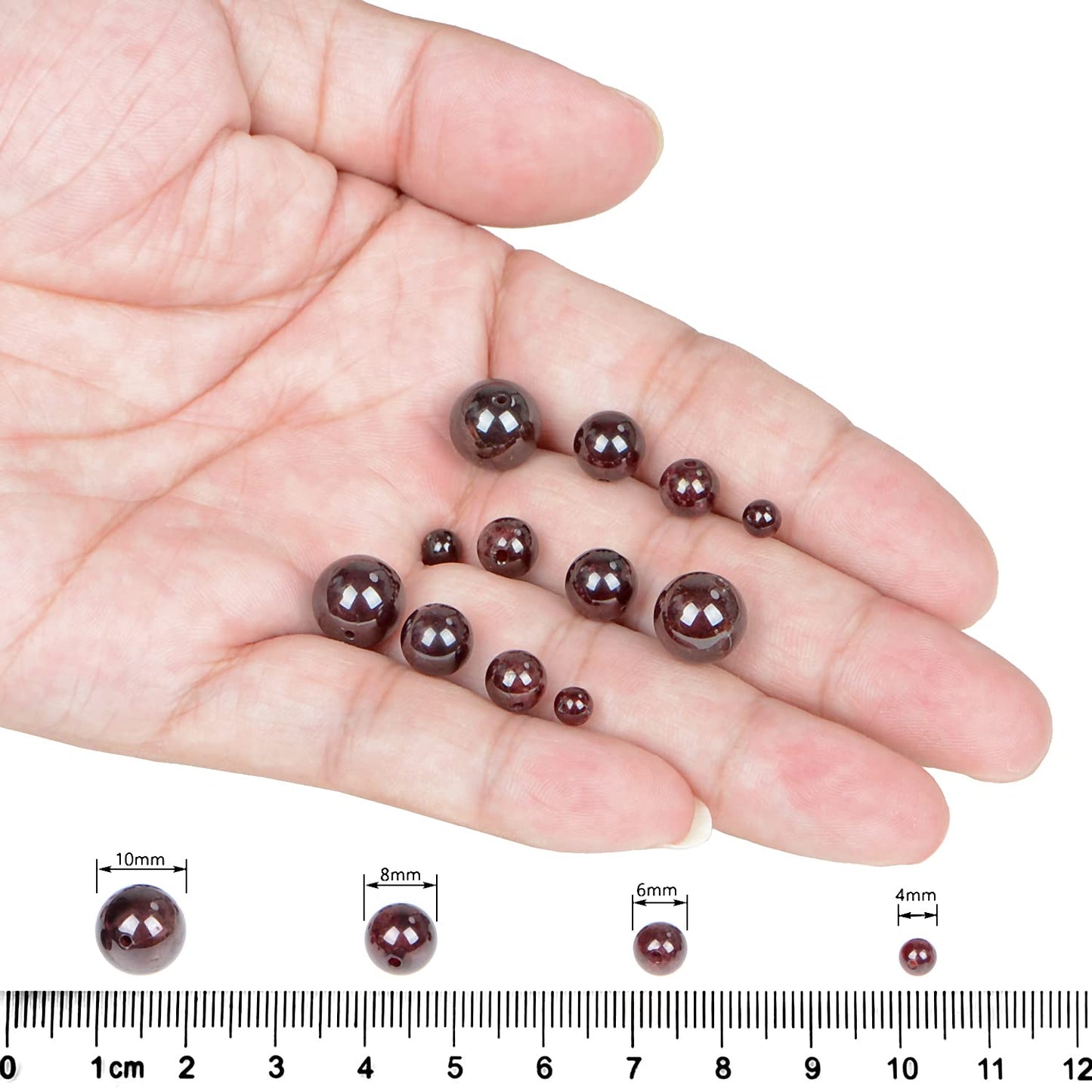 AD Beads Natural Gemstone Round Loose Beads 15" for Bracelet Necklace Earrings Jwelery Making Crafts DIY (4mm, Dark Red Garnet)