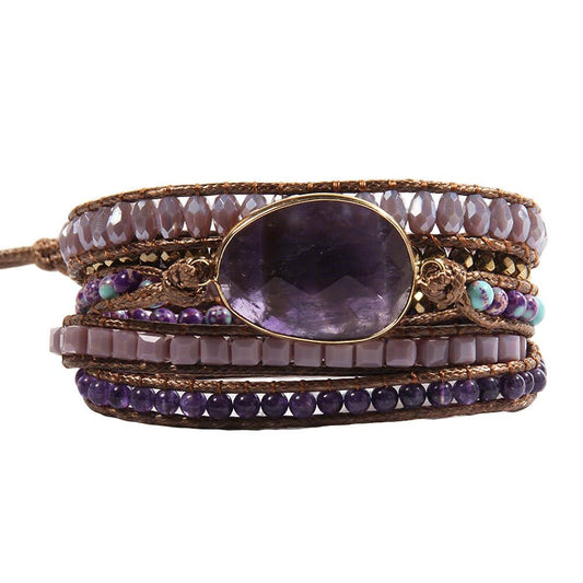 ZOSOJONA Women Wrap Bracelet Boho Natural Jasper Crystal Stone Beads Strand Bracelets