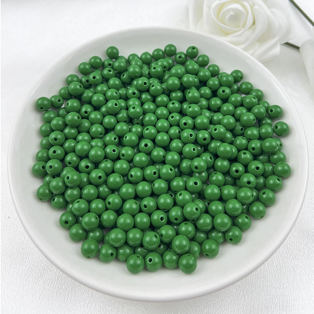 Mulutoo 120Pieces 12MM Acrylic Round Beads Round Acrylic Balls Chunky Beads Smooth Spacer Plastic Pastel Beads Craft Beads for Necklace and Bracelet Making Crafting Supplies(198-forest Green)