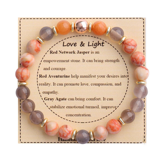 KSQS Healing Stone Bead Bracelet for Women, Natural Gemstones Balance Protection Bracelet, Spiritual Crystal Beads Bracelet Anxiety Relief with Meaning Card(#24)