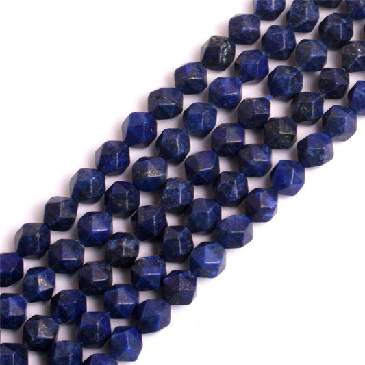 GEM-Inside 8mm Lapiz Lazuli Gemstone Loose Beads Faceted Cambay Crystal Energy Stone Power for Jewelry Making 15"