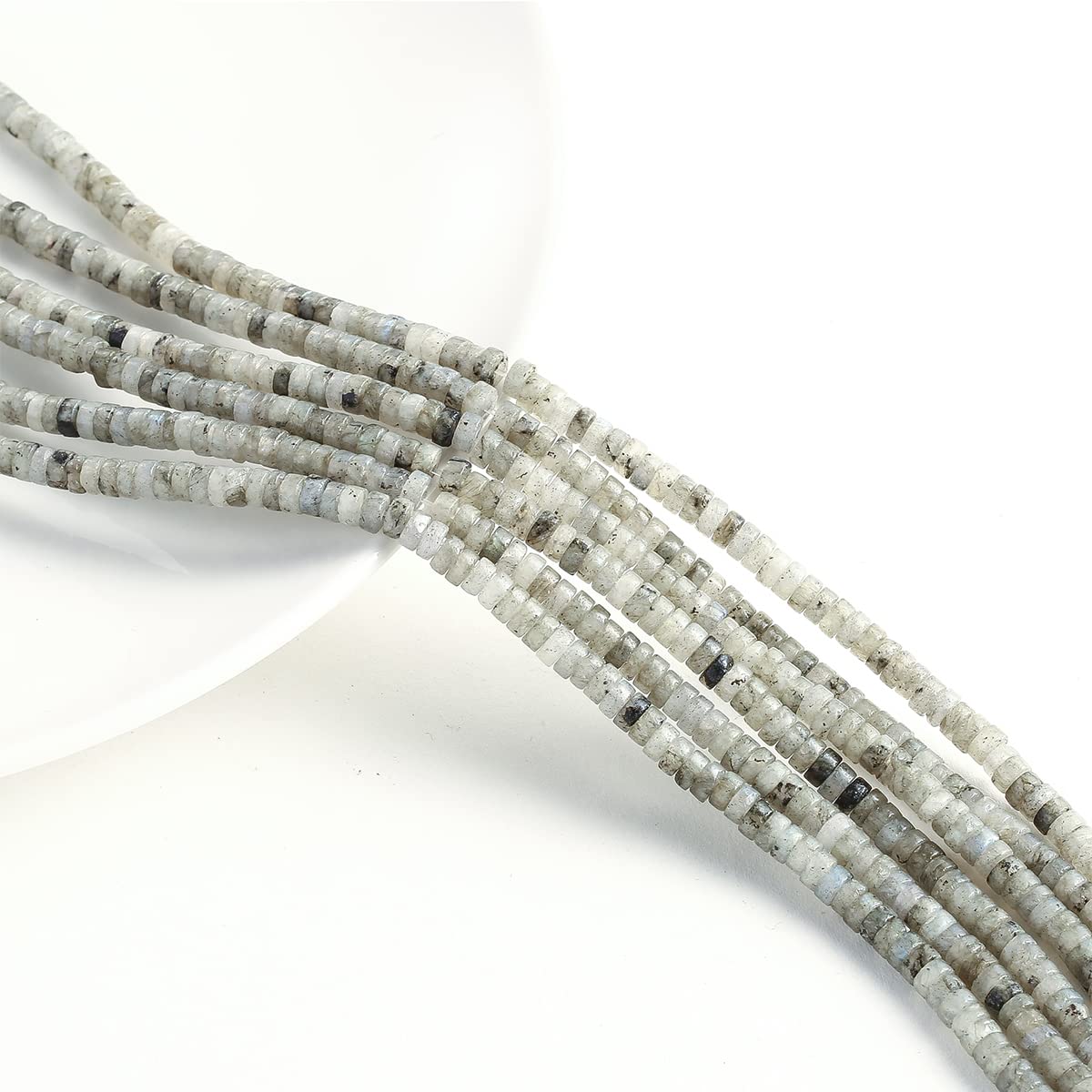 Natural Spectrolite Stone Spacer Beads 4x2mm 38cm/str Flat Round Loose Semi Gemstone Caps for Making Bracelets Necklace