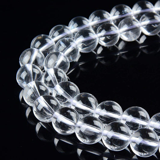 PLTbeads Gorgeous Natural Gemstone Loose Beads Smooth Round Approxi 15.5 inch DIY Bracelet Necklace for Jewelry Making (10mm, Smooth Crystal Quartz)