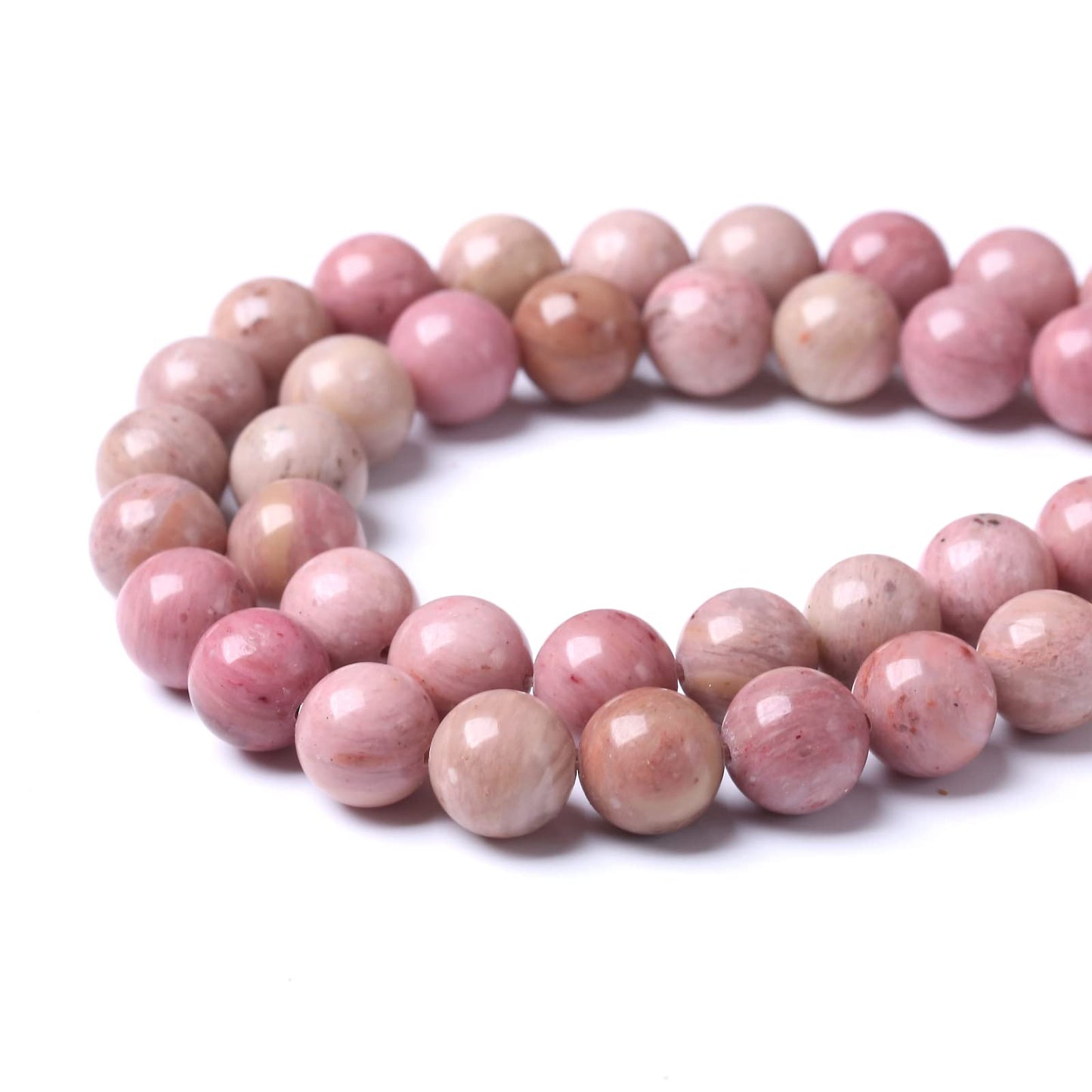 32PCS 12MM Natural Rhodonite Beads Round Loose Stone Beads for Jewelry Making DIY Energy Stone Healing Power Bracelet 15"