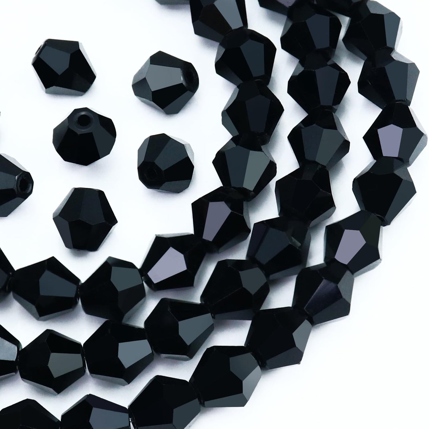 Dowarm 250PCS Crystal Bicone Beads 6mm, Faceted Black Crystal Glass Beads for Jewelry Making, Craft, Bracelet, Necklace, Dolls