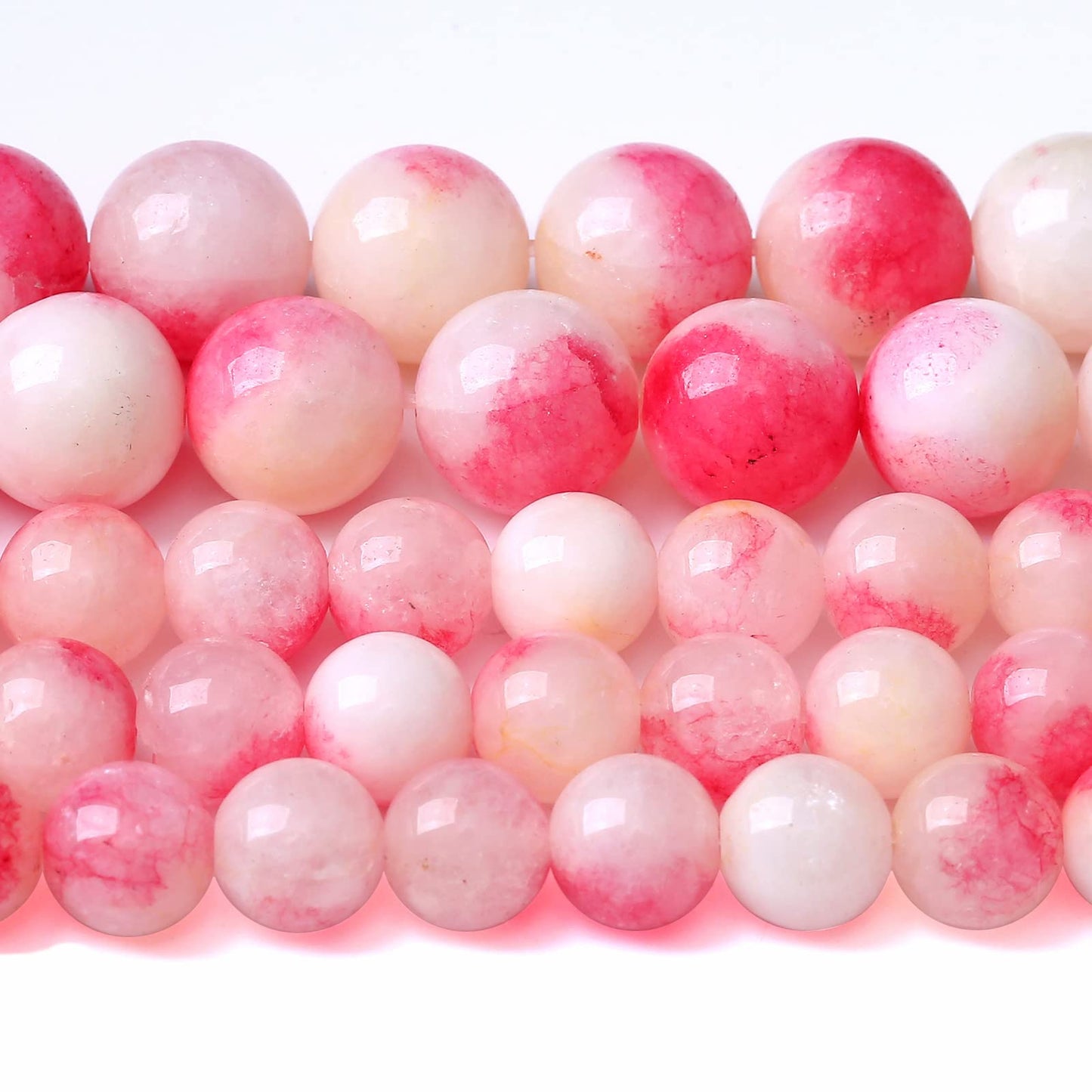 8MM 46PCS Pink Tourmaline Jade Stone Beads for Jewelry Making DIY Bracelet Necklace 15"