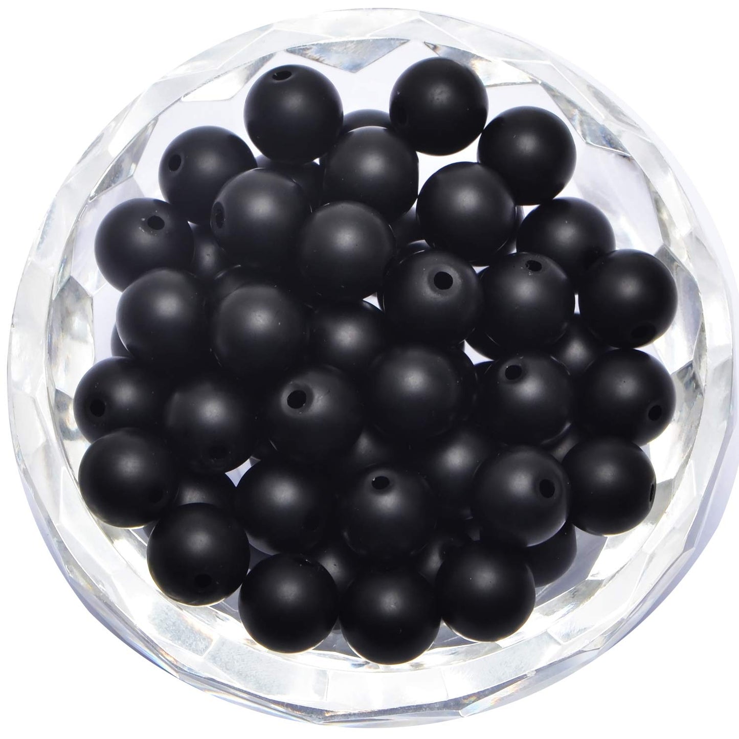 80Pcs Natural Crystal Beads Stone Gemstone Round Loose Energy Healing Beads with Free Crystal Stretch Cord for Jewelry Making (Matte Onyx, 10mm)