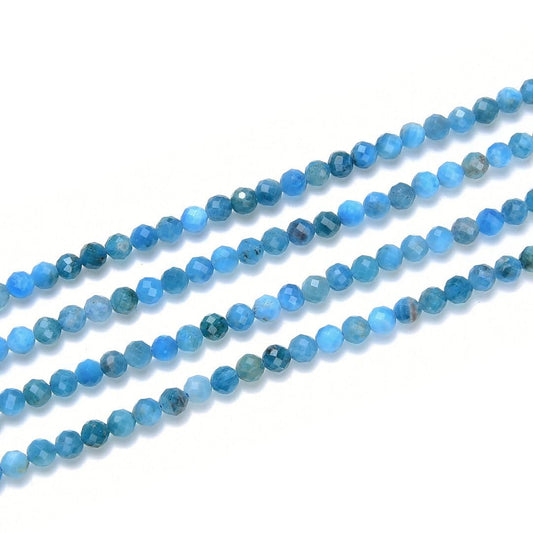 Adabele 15 Inch Natural Blue Apatite Healing Gemstone 3mm (0.12 Inch) Tiny Small Faceted Round Loose Beads Stone Spacer (120-130pcs) for Craft Jewelry Making GK3-6