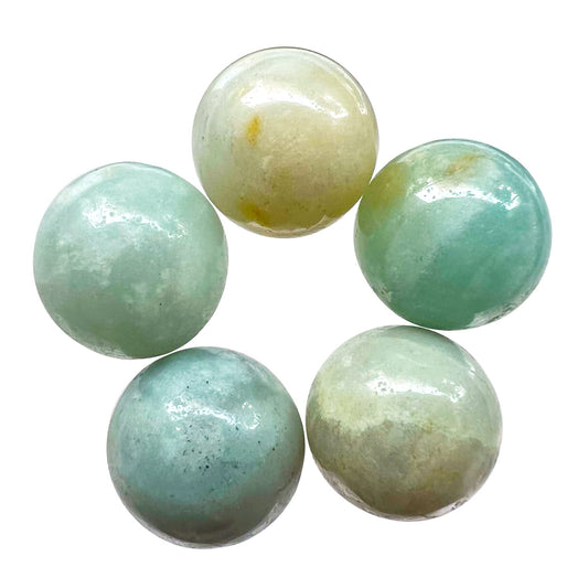 Fekuar 5 Pcs Amazonite Crystal Sphere Ball Set, Polished Healing Energy Mineral Gemstone Balls for Reiki Chakra Decoration Fengshui 20mm