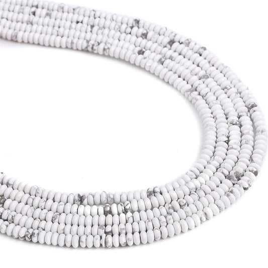 BEADIA Natural White Howlite Spacer Beads Caps Rondelle Disk Loose Beads for Beading Jewelry Making 4mmx2mm 38cm