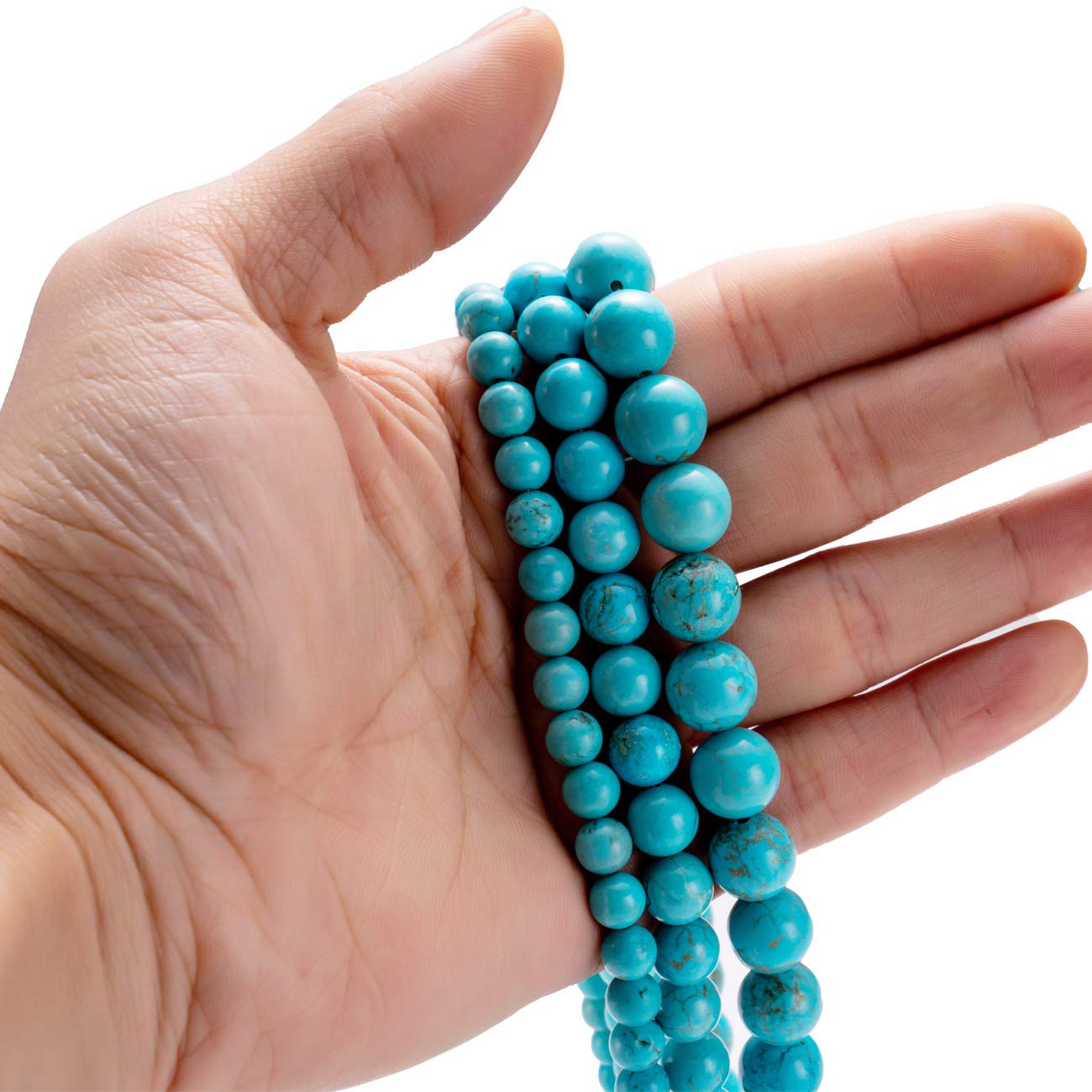 BEADIA Natural Blue Turquoise Stone Round Loose Semi Gemstone Beads for Jewelry Making 10MM 38PCS
