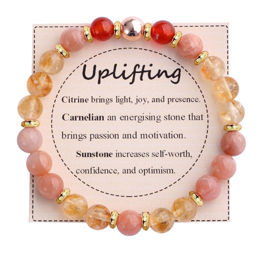 KSQS Healing Stone Bead Bracelet for Women, Natural Gemstones Balance Protection Bracelet, Spiritual Crystal Beads Bracelet Anxiety Relief with Meaning Card(#1)