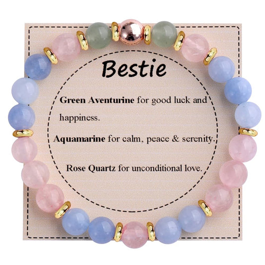 KSQS Healing Stone Bead Bracelet for Women, Natural Gemstones Balance Protection, Spiritual Crystal Beads Anxiety Relief with Meaning Card
