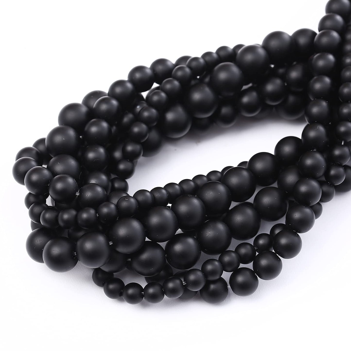 38PCS 10MM Natural Frosted Black Agate Stone Beads Round Loose Beads for Jwelry Making DIY Bracelet Necklace Accessory 15Inch