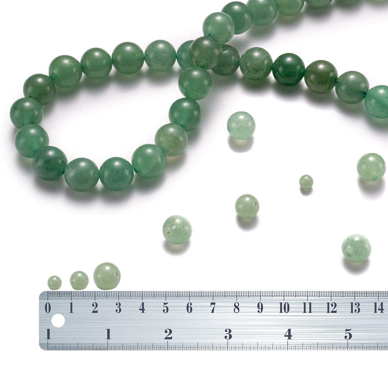 BEADIA Natural Green Aventurine Jade Stone Round Loose Semi Gemstone Beads for Jewelry Making 6MM 61PCS