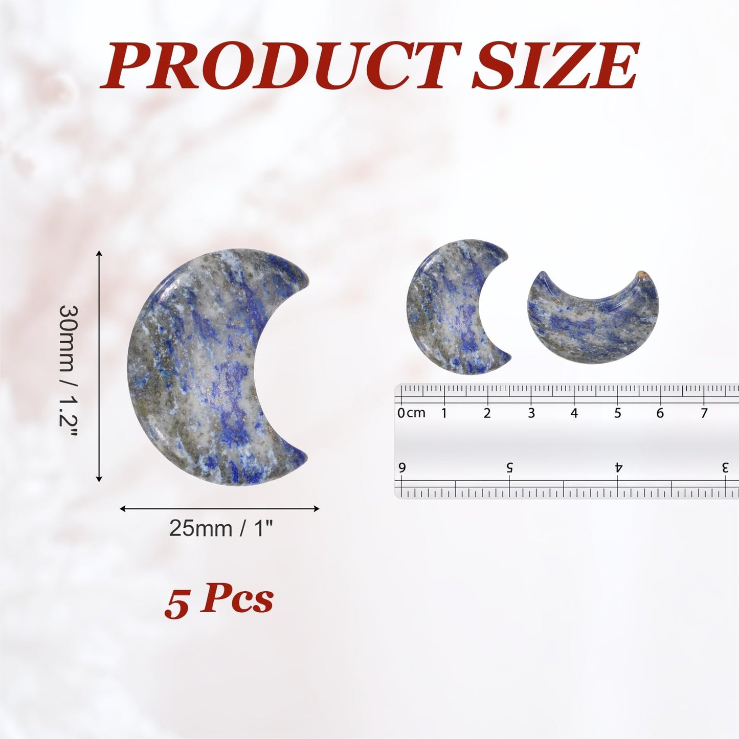 MECCANIXITY 5 Pcs Moon Crystal Worry Stone, 1.2 Inch Length Natural Lapis Lazuli Moon Gemstone Bulk, Carved Pocket Stones for Meditation Balancing Pendant Decor