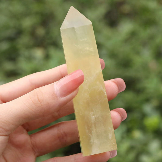 LAIDANLA Citrine Healing Crystals Wands 3.5-4" Polishing Natural Reiki Energy Wand Stone Hexagonal Point Obelisk Large Crystal Gemstones for Meditation Therapy Crystal Grid Decoration 1Pcs