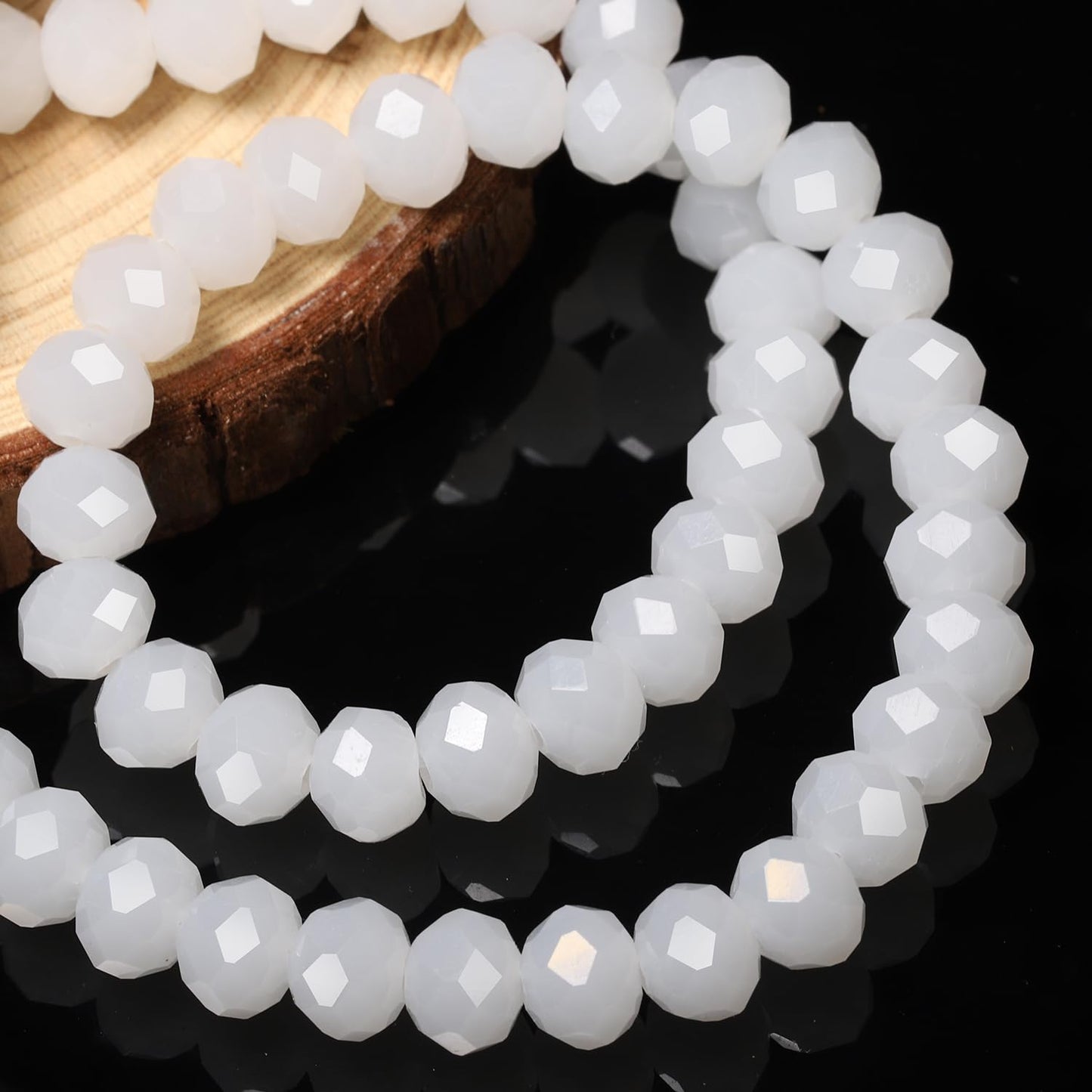 NITOPUPU 500pcs 6mm Crystal Glass Beads for Jewelry Making Faceted Rondelle Flat Porcelain Beads for Bracelets Necklace Earrings DIY Crafts (White Porcelain Bead)