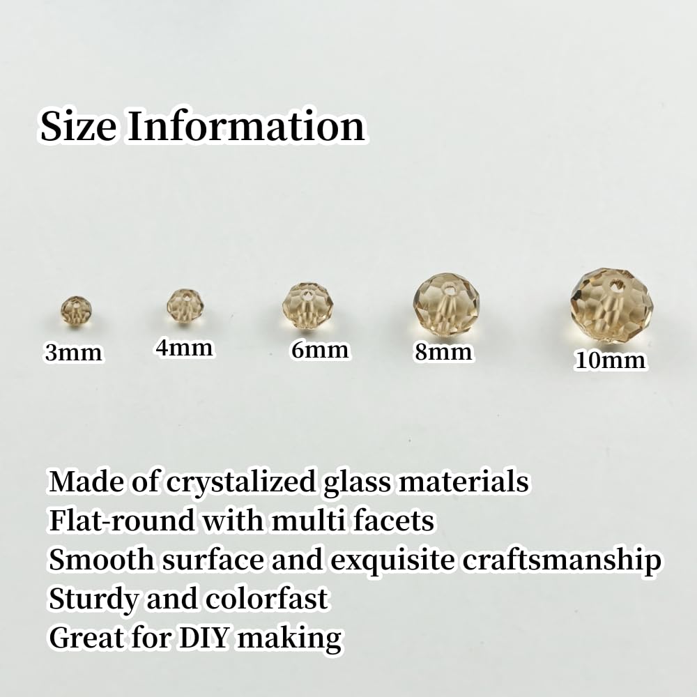 YUEXIGO 60pcs 10mm Crystal Glass Beads for Jewelry Making, Faceted Rondelle Glass Spacer Beads for Wind Chimes Bracelet Earring Necklace DIY Craft(Champagne)