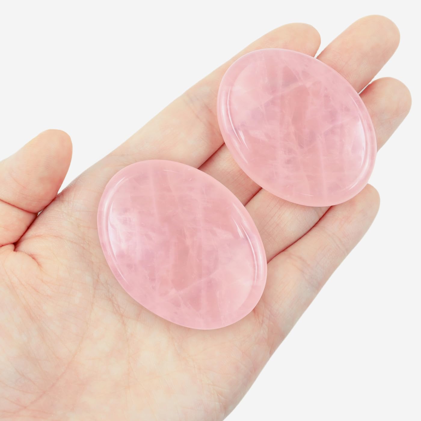 NUKAYAI Thumb Worry Stone Rose Quartz Crystals Pink Healing Stones Palm Natural Mental Health Stress Relief Depression Gemstones Reiki Trinket Anxiety Relief Items Mother's Day Gifts for Women