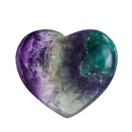 LEADGEM Rainbow Fluorite Heart Crystal Worry Stone for Anxiety Healing Heart Shaped Rock Stone Meditation Reiki Gifts Home Decor
