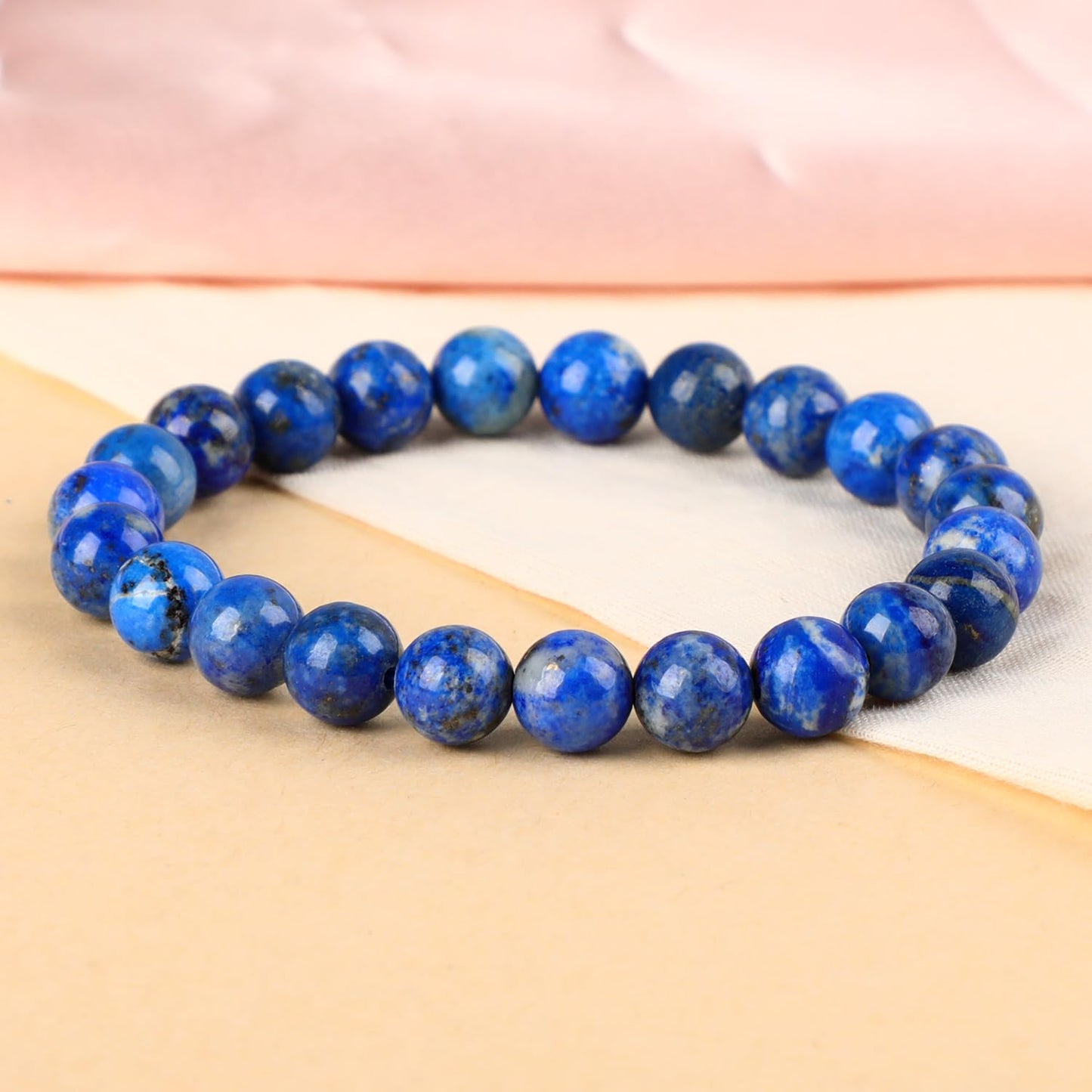 LPBeads Handmade Natural Gemstone Stretch Elastic 8mm Lapis Lazuli Bracelet Healing Crystal Round Stone Beads Jewelry Gifts for Women Men