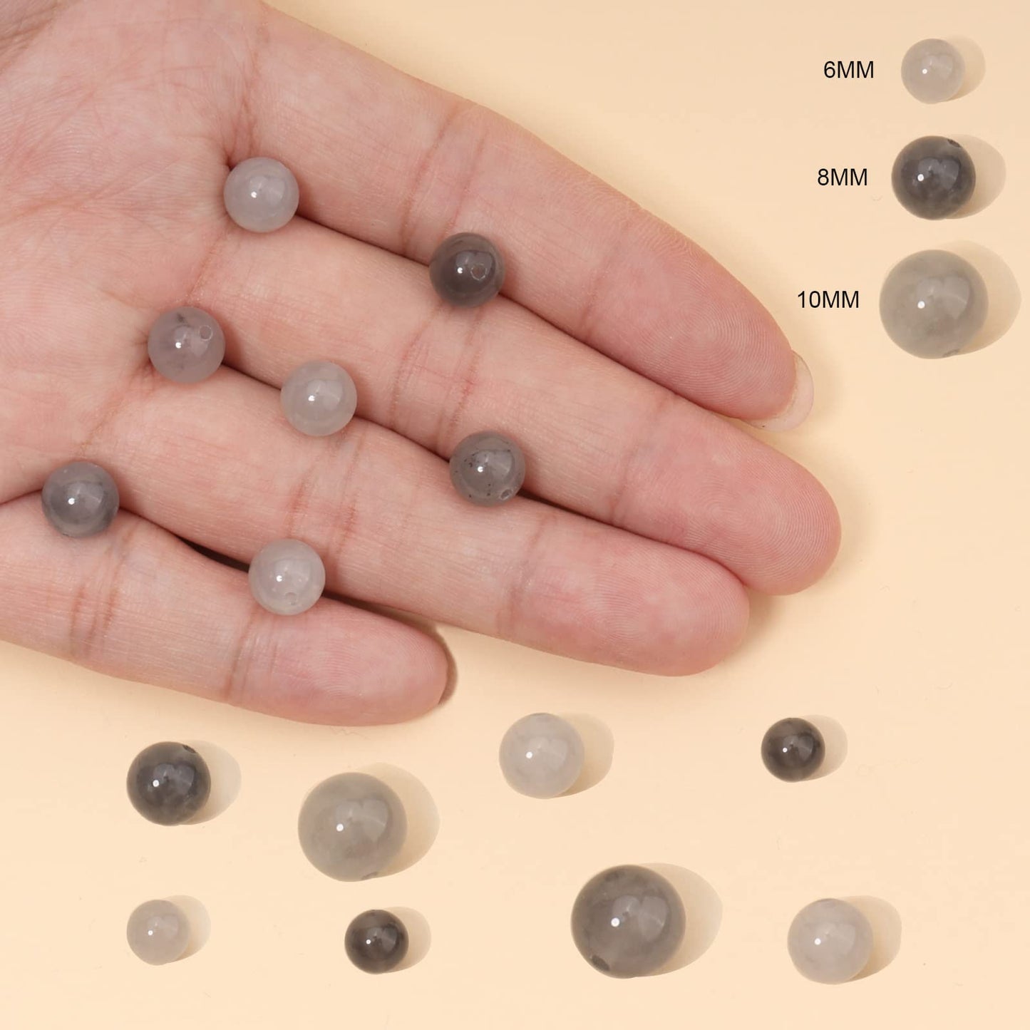 60pcs 6mm Natural Cloudy Quartz Crystal Gemstone Beads Energy Healing Crystal Round Loose Stone Beads for Jewelry Making, DIY Bracelets Necklaces