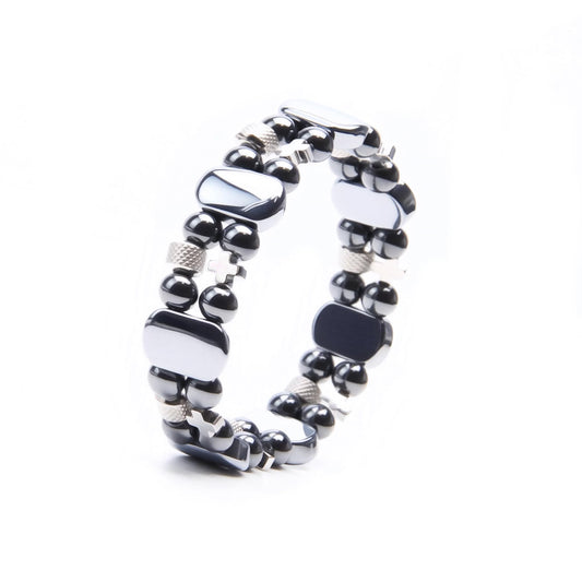 Christian Gifts for Men, Jesus Cross Bracelet for Men Handmade Double Elastic Beaded Bracelets Natural Crystal Gemstone Religious Jewelry for Boyfriend Husband Birthday Anniversary (Hematite)
