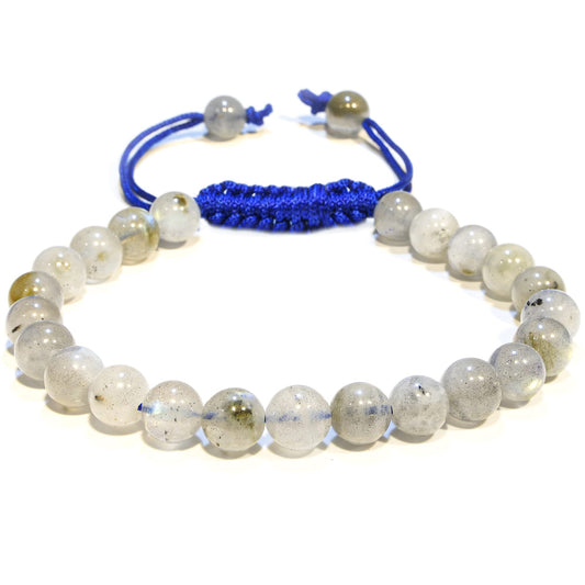 ANAYA AGATE Healing Crystal Bracelet – Chic Gemstone Bracelet for Men and Women – 8mm Round Bead Bracelets for Spiritual Healing, Protection, Positive Energy - Labradorite