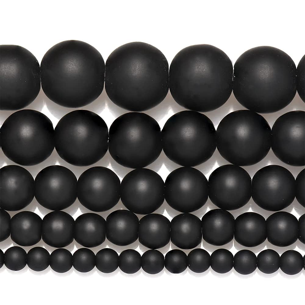 4mm 90pcs Beads Agata Onyx Round Strand Gem Natural Stone Fashion Jewelry Findings Tassels Chandelier Necklace Earrings Bangle Making Dull Polished Accessories DIY(4mm, Black Matte)