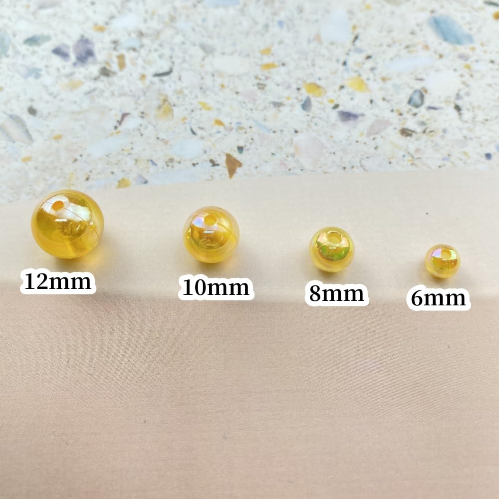 1000pcs Acrylic Round Beads 6mm AB Colors Craft Beads Round Spacer Beads with Holes for Earring Bracelet Necklace Key Chains Jewelry Making(Gold Yellow AB)